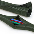 Split Braided Cable Sleeve，Flexible Wire Loom Tubing, Automotive Cord Protector Pet Proof, Cable Management for Computer TV Electric Wires Harness 16ft (Dark Green, 30mm（1-3/16")