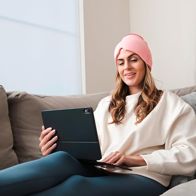 TheraICE Headache Relief Cap, Migraine Ice Pack Mask Products, Women Cooling Gel Hat, Face Cold Compress Head Wrap for Her Stress. Great Birthday Gift for Mom, Sister, Grandma, Girlfriend, & Teacher