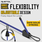 Bungee Cords with Hooks, 60 Inch Adjustable Blue Bungee Cords with Carabiner Heavy Duty Outdoor, 8mm Thick Easy to Adjust Durable Bungee Rope UV Resistant for Bike Rack, Garden, Tension, 6 Pack