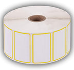 2.25" X 1.25" Direct Thermal Perforated Stickers Labels for Barcodes, Address, Consignment - Compatible with Zebra, Rollo, Godex and More (Yellow Border, 12 Rolls)