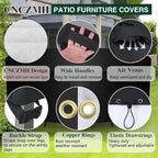 Heavy Duty Patio Furniture Covers Waterproof, 600D Round Outdoor Furniture Cover Waterproof for Sectional Sofa Couch, Outdoor Dining Table and Chair Set Covers 62"DIA x 28"H, Black
