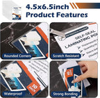 100 Pack 10 Mil 4"x6" Self Sealing Laminating Pouches Self Adhesive Lamination Pouches Clear Laminate Sheets for Office School Home Supplies(No Heat Laminating Sheets & No Laminator Machine Need)