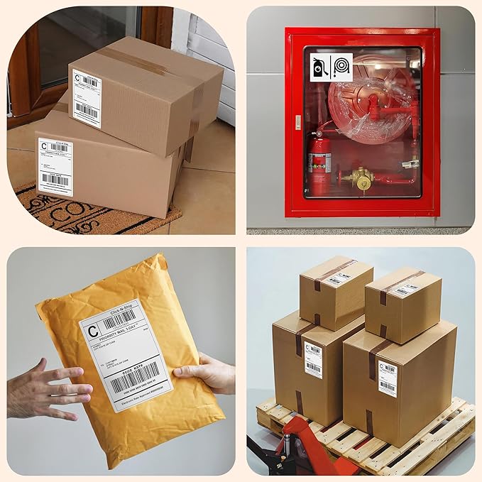 L LIKED 4000 Thermal Shipping Labels 4”x 6”in Fanfold, Permanent Adhesive, Perforated Line Labels Compatible with Direct Thermal Printings (1 Stack, 4000 Labels/Stack)