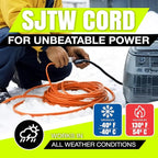 10ft Outdoor/Indoor Extension Cord 12/3 Gauge Extra Heavy Duty 3 Prong SJTW, Waterproof, Flexible Cold-Resistant Long Power Cord,15A 125V 1875W, Orange by LifeSupplyUSA