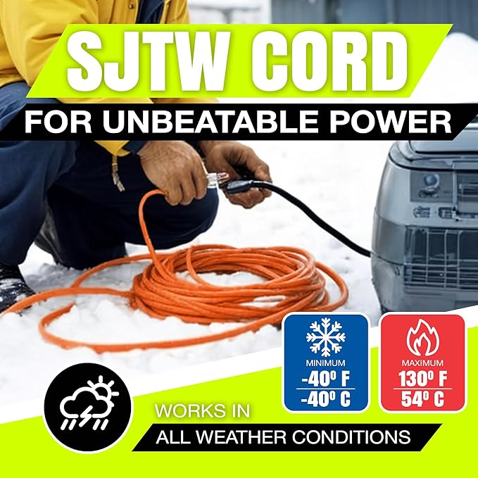 3ft Outdoor/Indoor Extension Cord 14/3 Gauge Heavy Duty 3 Prong SJTW, Waterproof, ETL Listed, Flexible Cold-Resistant Long Power Cord,15A 125V 1875W, Orange by LifeSupplyUSA