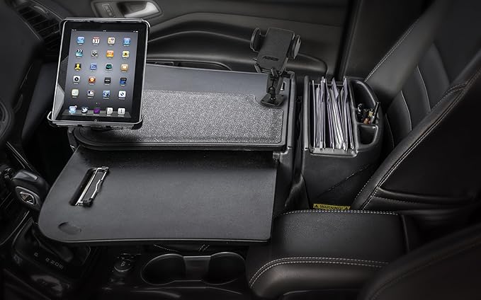 AutoExec AE-GMCD-PI-PM-TAB-BT GripMaster Car Desk for Your Vehicle Workstation and Mobile Office, Black with 400 watt Power Inverter, Phone Mount and Tablet Mount