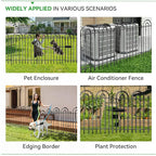 10 Panels Garden Tube Fence with Gate, 42in(H)×21.6ft(L) Tall No Dig Fence Animal Barrier, Heavy Duty Metal Decorative Garden Edging Border, Ground Defense Temporary Fencing for Outdoor Yard, Black