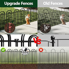 Decorative Garden Fence, 10 Panels No Dig Fence, 32 in(H) x 24.16 ft(L) Animal Barrier for Dogs Rabbits, Rustproof Metal Arched Decorative Garden Fences for Flower Bed, Outdoor, Yard, Patio