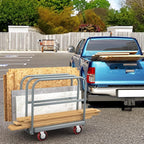 YITAHOME 2-in-1 Steel Panel Truck Cart 2200 LBS, Heavy Duty Platform Truck Carts with 4 Side Handrails, Flatbed Lumber Cart Drywall Carts with 4 Rubber Swivel Casters for Loading and Storage