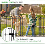 10 Panels Garden Tube Fence with Gate, 36in(H)×21.6ft(L) Tall No Dig Fence Animal Barrier, Heavy Duty Metal Decorative Garden Edging Border, Ground Defense Temporary Fencing for Outdoor Yard, Black