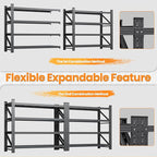 Set of 2 Storage Shelves, 48” Wide Heavy Duty Garage Shelving Units, 4 Tiers Rack Shelf, 24” Deep Steel Industrial Shelving, 3000LBS Adjustable Standing Shelf for Warehouse / Shop 48"W x 24"D x 70"H