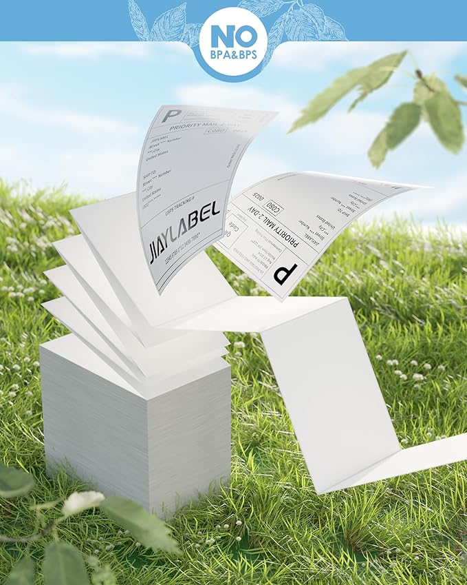 4x6 Thermal Shipping Label Paper for Thermal Label Printer Fanfold Printable USPS Address Mailing Stickers Big Packing White 1000 Labels/Stack, 2 Stacks, Total 2000PCS