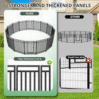Dog Fence for Yard Outdoor Indoor Dog Playpen 40" Height 8 Panels Metal Dog Pen Puppy Playpen Portable Dog Kennel Crate for RV Camping(Black-Silver)