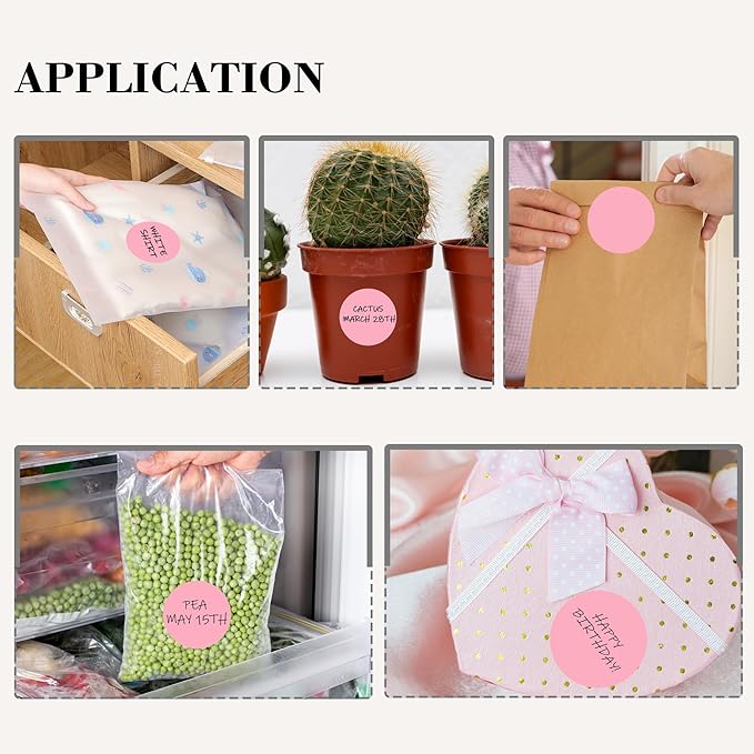 2 Inch Pink Circle Stickers, Permanent Sticky Dots, 500 Pcs Roll, Colored Dot Stickers for Toddlers, Drafting Dots, File Classification Stationery Labels