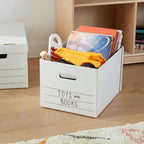 Amazon Basics Medium Duty Storage/Filing Boxes With Lid and Handles, Legal/Letter Size, 12-Pack, White, 16.2" L x 12.5" W x 10.5" H