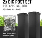 80" W x 69" H Black Aluminum Privacy Fence Kit – (1) Pre-Assembled Panel with (2) 4x4x9' Dig & Set Posts, Caps & 100 Black Screws – Modern Low-Maintenance Fence System