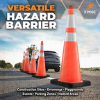 Xpose Safety 36 Inch Orange Traffic Cones Heavy Duty 15lb 6" & 4" Collar - Bulk Full Pallet 138 Pack - Multipurpose PVC Plastic Safety Cone Parking, Soccer, Caution & Construction - DOT Approved