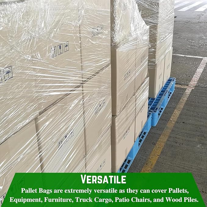 Farm Plastic Supply - Pallet Cover Bags 50 Pack - 3 Mil Clear (55" x 53" x 75") - Heavy Duty Construction Grade Strength Pallet Bags, Polyethylene Pallet Bags, Outdoor Protection, and Pallet Storage