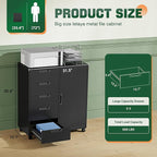 Letaya 5 Drawer Storage Cabinet, Mobile Printer Stand for Home Office,Dresser Chest with Shelves and Door(Black)