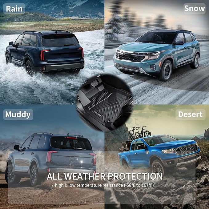 KELCSEECS Floor Mats & Cargo Liner Custom for 2024 2025 2026 Kia Seltos(Cargo Liner Only Fit The Upper Layer),All Weather Protection Anti-Slip TPE Floor Liners Full Set Kia Seltos Accessories Black