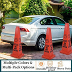BESEA Caution Cone 3 Pack, 28" Caution Cone with Weighted Base, Red 4-Sided “Cantion Do NOT Enter ” Warning Cone for Creation Area Driveways, Business Parking Lots, Garages, Indoor/Outdoor
