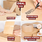 XFasten Brown Paper Packing Tape - 2.75-Inch x 375-Feet, Water Activated, Reinforced for Moving & Packing Boxes