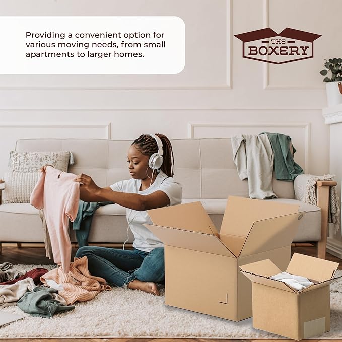 The Boxery Moving Boxes 25-Pack Medium | 18x14x12 inch Brown/Kraft Corrugated Cardboard Packing, Moving & Storage for Business/Home – Durable - Eco-Friendly, Recyclable - Made in the USA