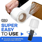 IDL Packaging 3" Stretch Wrap Mini Roll, 700 feet, 120 Gauge (Pack of 2) with a Plastic Handle Included – Industrial Grade Clear Plastic Wrap – Improved Protection for Packing, Moving, or Office