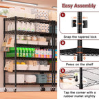 PrimeZone 6 Tier Wire Shelving with Wheels 79''H 1500lbs Storage Shelves NSF Certified Heavy Duty Steel Metal Shelf Adjustable Rolling Rack Kitchen Garage Closet Pantry Laundry 79''HX36''WX16''D 2Pcs