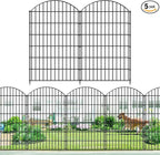Metal Garden Fence 48in (H) x 12.7ft (L), 5 Panels + 6 Stakes Dog Fence Border Fence Animal Barrier, No Dig Garden Fencing for Yard Flower Bed Lawn Patio Outdoor, CTW4805 Black