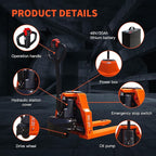 Full Electric Pallet Jack, 4400lbs Capacity Electric Pallet Lift Trucks, 48" x 27" Fork Size Powered Lithium Battery Pallets Truck for Indoor Spaces Warehouse Storage and Material Handling