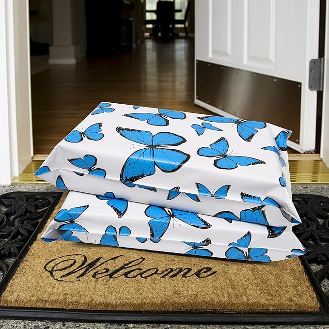 Cute Poly Mailers 10x13 Inch 100 Pcs - Butterfly Printed Shipping Bags for Clothing - Waterproof and Tear Resistant Mailing Envelopes - Self-Sealing Packaging Bags for Small Business