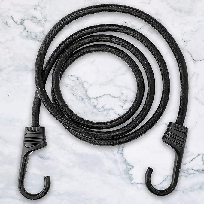ZHOUBIN 60 Inch Black Bungee Cords with Hooks Heavy Duty, 4 Pack