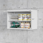 Metal Wall Cabinet with Locking Door and Shelf, Hanging Garage Cabinets with Up-Flip Doors for Garage, Warehouse, Home, Office, Assembly Required (White, One Cabinet)