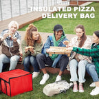 Maxcheck 2 Pcs Insulated Pizza Delivery Bag 20 x 20 x 14 Inch Pizza Warmer Bag Carrier Reusable Insulated Cooler Boxes Winter Food Delivery Carrier for Personal and Professional Use (Red)