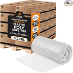 Xpose Safety Clear Plastic Sheeting (Bulk Full Pallet 50 Pack) – 10' x 100' Rolls – Heavy Duty 5.2 Mil Poly Sheet – Waterproof, Dustproof, Vapor Barrier – for Construction, Painting, Industrial Use