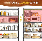 REIBII 5-Tier Wire Shelving Rack Storage Shelves Metal Shelves,1020 LBS Adjustable Heavy Duty Metal Shelving Units and Storage for Garage Pantry Bathroom 29" W X 14" D X 63" H