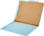 Amazon Basics Classification Folder with Prongs, 100% Recycled, 2 Dividers, 2" Embedded, 12.17 x 10.39 inch (Letter) Size, Light Blue, 10 Count per Box
