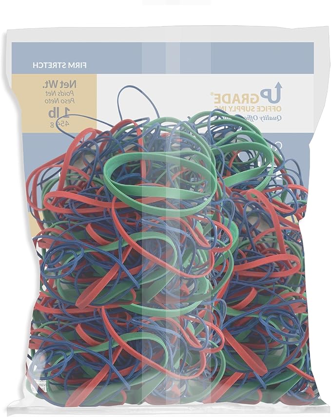 Upgrade Rubber Bands, Assorted Sizes & Colors, 1 lb 20-Pack Case, USA