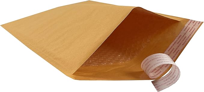 Amazon Basics Kraft Bubble Self-Seal Mailer, 8.5" x 14" (Internal Size - 8.25" x 13.75"), 100-Pack, Brown
