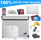 Waterproof Fireproof Document Bag - 5200°F with Heat Insulated, fireproof bags with Zipper, Fire Safe Envelope Bag for Cash/Important Documents/Valuables, 13.9"x10.6" fire proof money bag