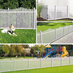 Patio Outdoor Fence 36"Hx84"L (6Sets) White Vinyl Picket Fence Panels Privacy Fence Decorative, PVC Garden Fence Temporary Fencing for Backyard Porch Dogs, Suitable for Soft Ground