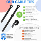 120 x Reusable Cable Ties Black, Adjustable Releasable Hook and Loop Cable Straps for PC Cable Management, Organizing Cords, TV, Desk