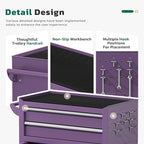 Greenvelly 8-Drawer Rolling Tool Chest, Metal Tool Chest with Wheels, Tool Cabinet with Detachable Top Tool Box, Metal Tool Cart with Liner & Hooks for Garage, Workshop, Warehouse (Purple)