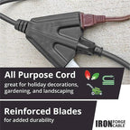 Iron Forge Cable 14 Gauge Outdoor Extension Cord 50 Ft with 3 Power Outlets, SJTOW 14/3 Heavy Duty 50 ft Black Extension Cord 3 Prong, Oil Resistant & Flame Retardant