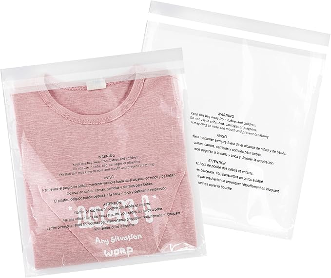 iMailer - 200 Pcs - 9" x 12", Clear Poly Bags with Suffocation Warning Self Seal 1.6 Mil for A4, Letter Sized Documents, Marketing Materials, Clothes-Permanent Glue