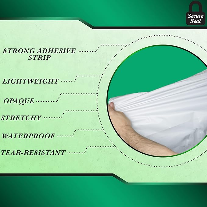 100 Pack Secure Seal White Poly Mailers - 19x24 Safe Shipping Bags - E-Commerce Self Sealing 2 Mil Poly Envelopes for Shipping