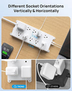 TROND 360° Rotating Plug Power Strip 10ft, Surge Protector with 2 USB A and 2 USB C, 10 Widely Spaced Outlets, 4000J, ETL Listed, Wall Mountable, for Home Office Entertainment, White
