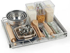 HOLDN’ STORAGE Pull Out Cabinet Organizer, Heavy Duty Caddy w/Lifetime Limited Warranty - 28”W x 21”D - Requires At Least 29-1/4” Cabinet Opening, Steel Metal Cabinet Drawers Slide Out, Chrome