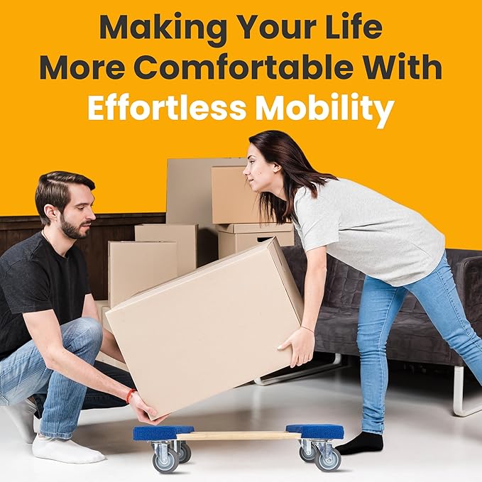 Furniture Dolly 30" x 18" I 4 Wheels Heavy Duty Moving Dollies | Fully Assembled Wooden Moving Cart with Large Wheel Casters | | Heavy Duty Dolly Cart | 1,000 lbs Capacity | Pack of 2